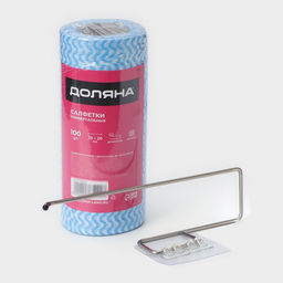 Салфетки в рулоне многоразовые безворсовые в наборе с держателем Доляна, 100 шт, 2020 см, цвет голубой фото 13