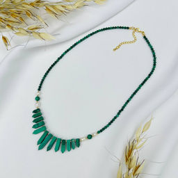 Колье из Малахита и Жемчуга 46 см +