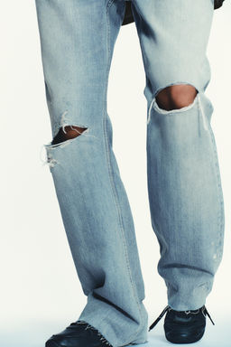 TRF RIPPED MID-WAIST WIDE-LEG JEANS - Zara фото 3