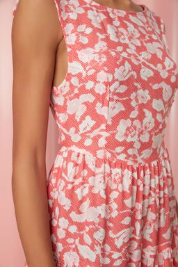 TRENDYOLMILLA Mavi Skater/Belden Ac?lan S?rt Detayl? Cicek Desenli Midi Dokuma Elbise TWOSS21EL0709 фото 26