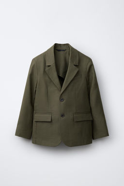 BLAZER TRAJE CON ALGOD?N Y LINO / Verde gris