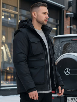 Куртка - жилетка трансформер 2 в 1 мужская зимняя черного цвета 2409Ch - Mtforce фото 29