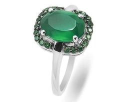 Кольцо из серебра зеленый агат, Садрия