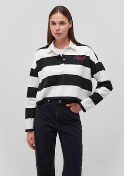 Cizgili Polo Tisort - Mavi фото 2