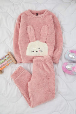 Pembe Mini Me Pelus Orme K?z Cocuk Pijama Tak?m? TKDAW26PT00014 - Trendyolmilla фото 2