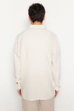 TRENDYOL MAN Ekru Oversize Fit Keten Dokulu Cift Cepli Ceket Gomlek TMNSS23GO00089 - Trendyolmilla фото 8