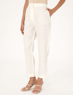 Ekru Carrot Fit Keten Pantolon