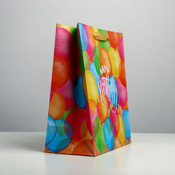 Пакет крафтовый вертикальный Happy birthday, ML 27 х 23 х 11.5 см - Дарите счастье фото 2