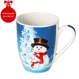 Кружка фарфоровая Доляна Снеговики. Сын и отец, 350 мл