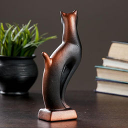 Фигурка керамика «Кошка Рысь», чёрная с медью, 6×5×21 см