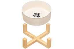 Миска для домашних питомцев 300 мл 12,5*12,5*6 см, с бамбуковой подставкой, молочная - Elan gallery фото 6