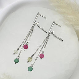 Серьги из Турмалина микс на цепочке - Радуга самоцветов фото 3