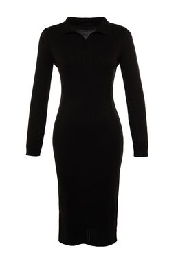 TRENDYOLMILLA Siyah Midi Triko Polo Yaka Elbise TWOAW22EL1376  фото 27