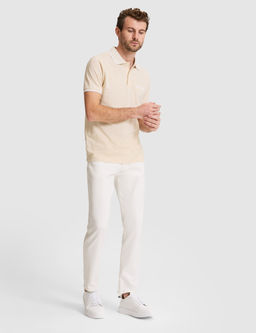 Bej Slim Fit %100 Pamuk D__meli Polo Yaka Ti__rt