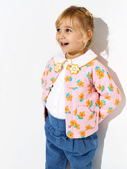 Bisiklet Yaka Uzun Kollu Bask?l? K?z Bebek Ceket - Waikiki фото 2