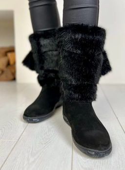 сапоги унты Черные, натуральный велюр,натуральная овчина литая подошва - Мирунт фото 12