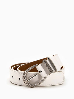 Ремень женский «Кэлли», 110×3 см, пряжка металл, серебристая, белый