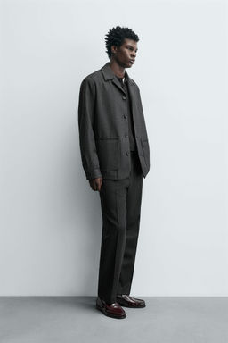 100% WOOL OVERSHIRT WITH POCKETS - Zara фото 4