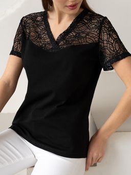 Футболка с кружевом.арт.406-2,черная - Binita фото 14