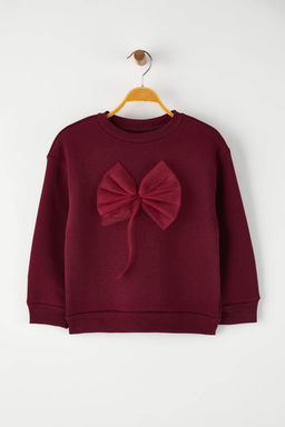 Pudra Pamuklu Fiyonklu Kal?n/Ici Polarl? Oversize Orme K?z Cocuk Sweatshirt TKDAW26SW00026 - Trendyolmilla фото 5