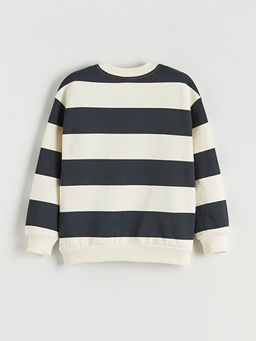 Bisiklet Yaka ?izgili Erkek ?ocuk Sweatshirt