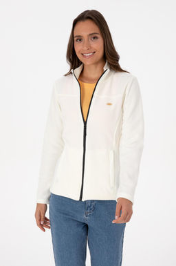 Kad_n Krem Fermuarl_ Dik Yaka Polar Sweatshirt - U.s. polo assn фото 3