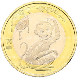 Монета 10 юаней 2016 года Китай Китайский гороскоп  Год обезьяны