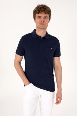 Erkek Regular Fit Polo Yaka Lacivert Ti__rt Sepette S_rpriz _ndirim