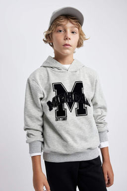 Толстовка обычного кроя с капюшоном для мальчиков - Defacto фото 4