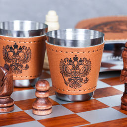 Фляжка 200 мл с шахматами + 2 стопки 25 мл, открывашка, воронка / FL-181 /уп 20/ - Галеонтрейд фото 17