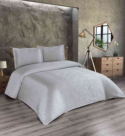 Покрывало EFOR Pique Bedspread NIDA (240*260) с наволочками серый GRI