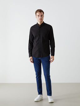 Regular Fit Uzun Kollu Keten Kar???ml? Erkek G?mlek