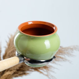 Горшочки для запекания Вятская керамика, набор 6 шт., ухват, полка, 500 мл, салатовый