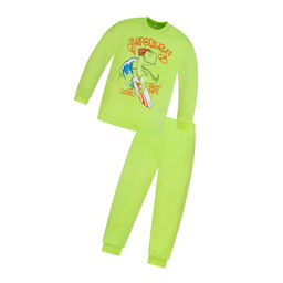 Пижама детская салатовая динозавр на скейте