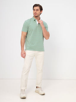 Джемпер мужской с воротником поло короткий рукав GREG G144-KD4-UT22 (зеленая полоска) фото 5