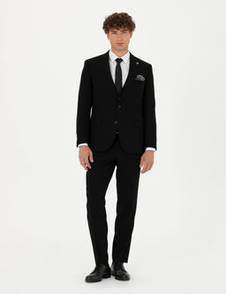 Yelekli Siyah Ekstra Slim Fit Tak_m Elbise