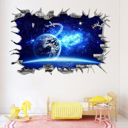 Интерьерная наклейка 3Д TAKE IT EASY «Космос в синеве», 90×60 см