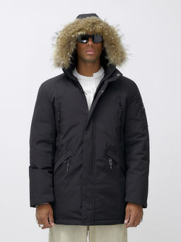 Парка мужская зимняя удлиненная с мехом черного цвета 606_1Ch - Mtforce фото 8