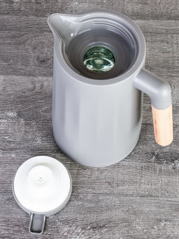 Термос кувшин 1 л с деревянной ручкой Грани / KGR-921 /уп 20/ Серый