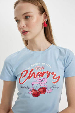 Классная футболка с короткими рукавами и круглым вырезом с принтом - Defacto фото 8