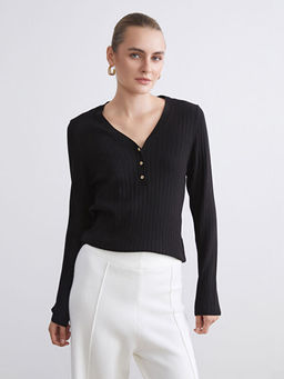 V Yaka Kad?n Triko Kazak