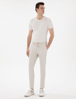 Bej Slim Fit Gofre Yazl_k Kanvas Pantolon - Pierre cardin фото 3