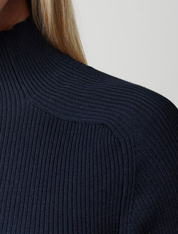 Водолазка тонкой вязки в рубчик из хлопка с нейлоном - Vilatte фото 2