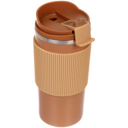 Термокружка 450мл "Стиль" с силиконовой вставкой, цвет горчичный