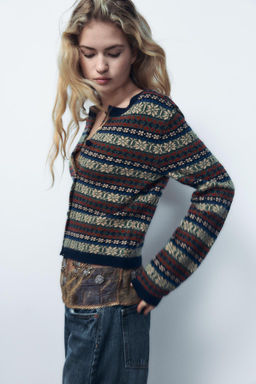 JACQUARD KNIT CARDIGAN - Zara фото 2
