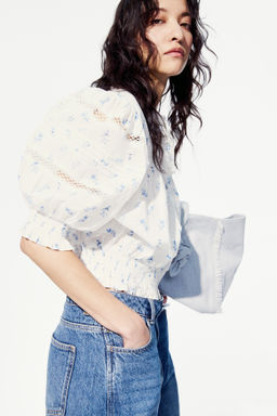 Blusa de algod?n con jaretas - H&m фото 7