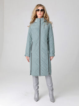 24103 Плащ утепл. серо-зеленый