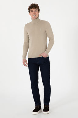 Erkek Haki Melanj Basic Kazak