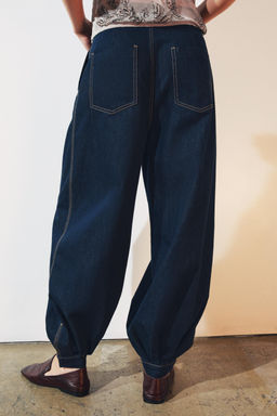 ZW COLLECTION DENIM BALLOON TROUSERS - Zara фото 3