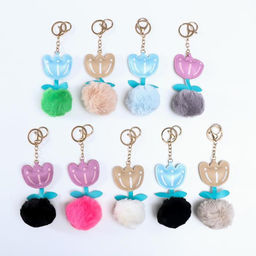 Цена за 12 шт. Брелок для ключей на кольце Пушистик. Тюльпан, на сумку, рюкзак, 13?6?6 см, МИКС - Simaland фото 2